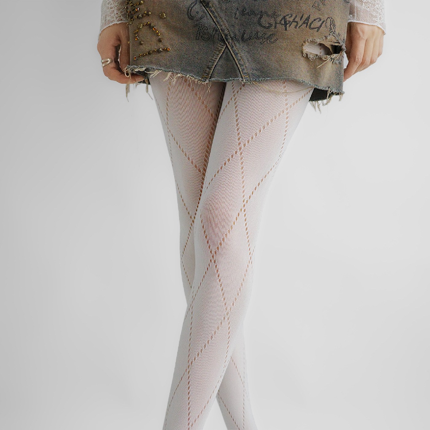 Women's Argyle Leggings, Thin Fishnet Hollow Mesh Stockings, Sexy Solid Color Pantyhose