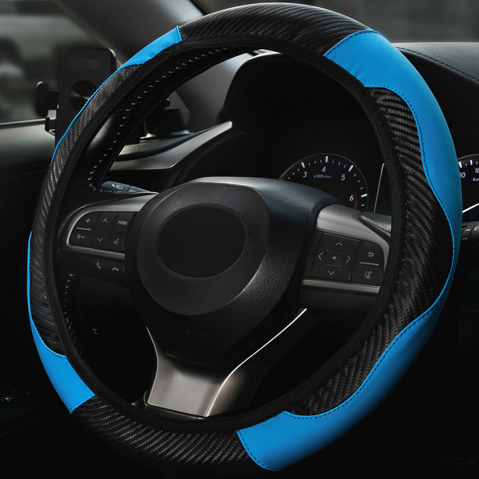 Auto Car Steering Wheel Cover Skidproof Leather Steering Wheel Case For 38cm 15