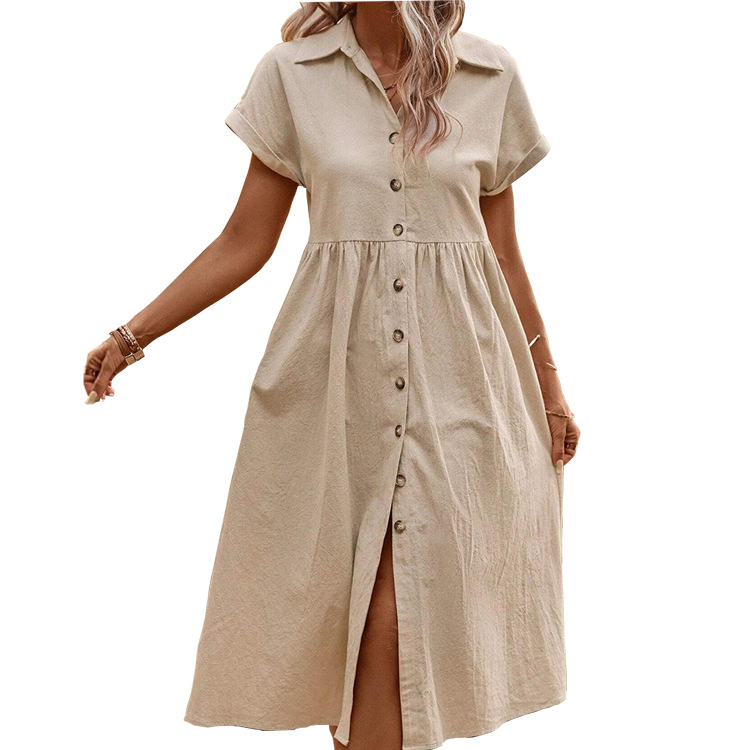Women's Fashion Casual Dolman Sleeve Button Shirt Dress