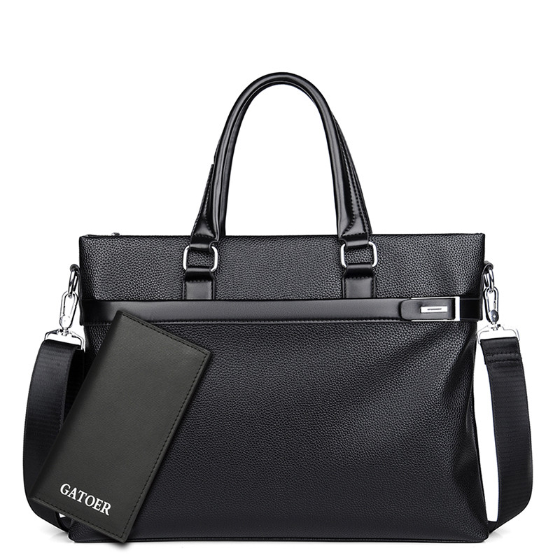 Large Capacity Business Handbag Men's Soft Leather Briefcase — foto 3