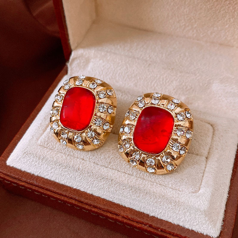 Mid Century Zircon Earrings For Women Vintage Rhinestone Studs Premium Quality Gift
