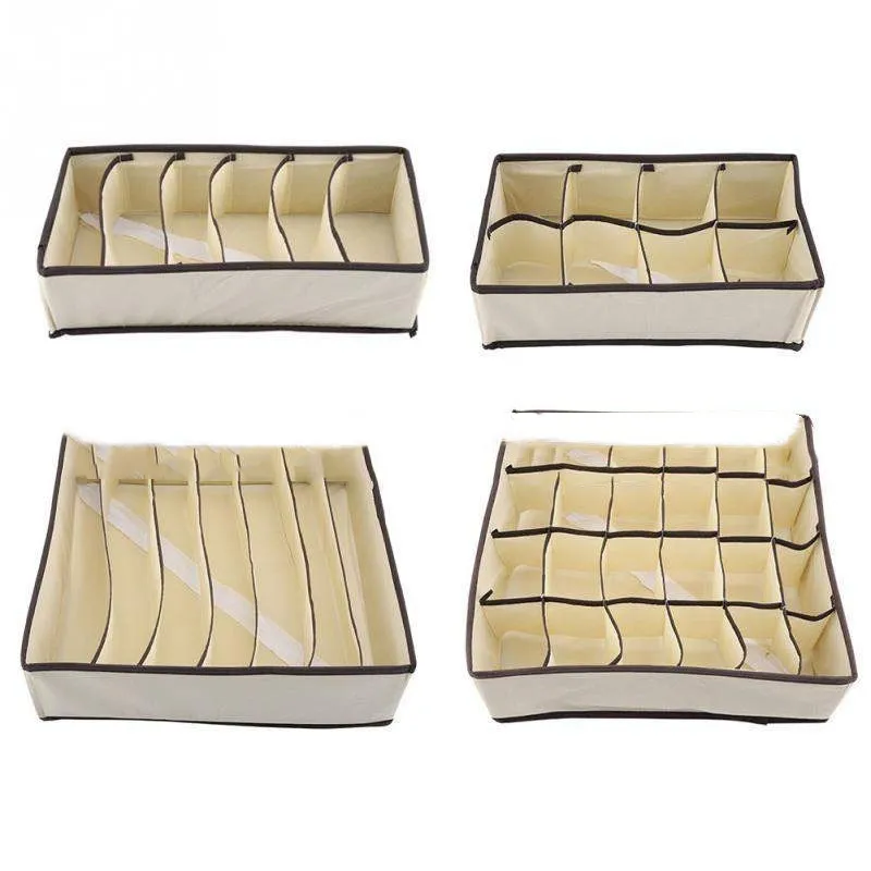 Underwear Storage Box 4-piece Drawer Type - Beige