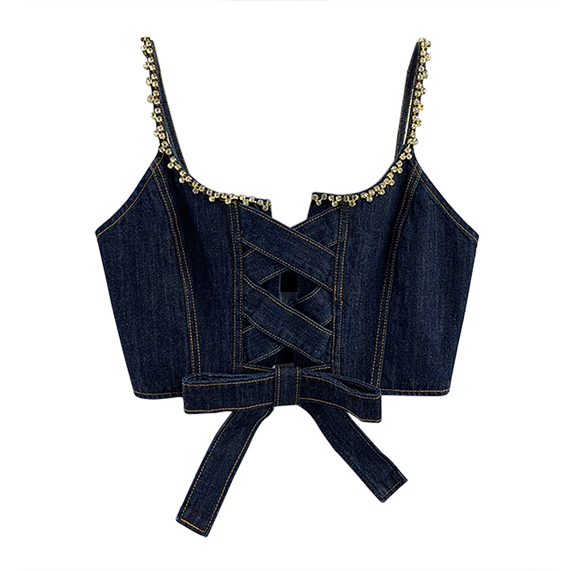 Women's Heavy Duty Cropped Denim Vest Top
