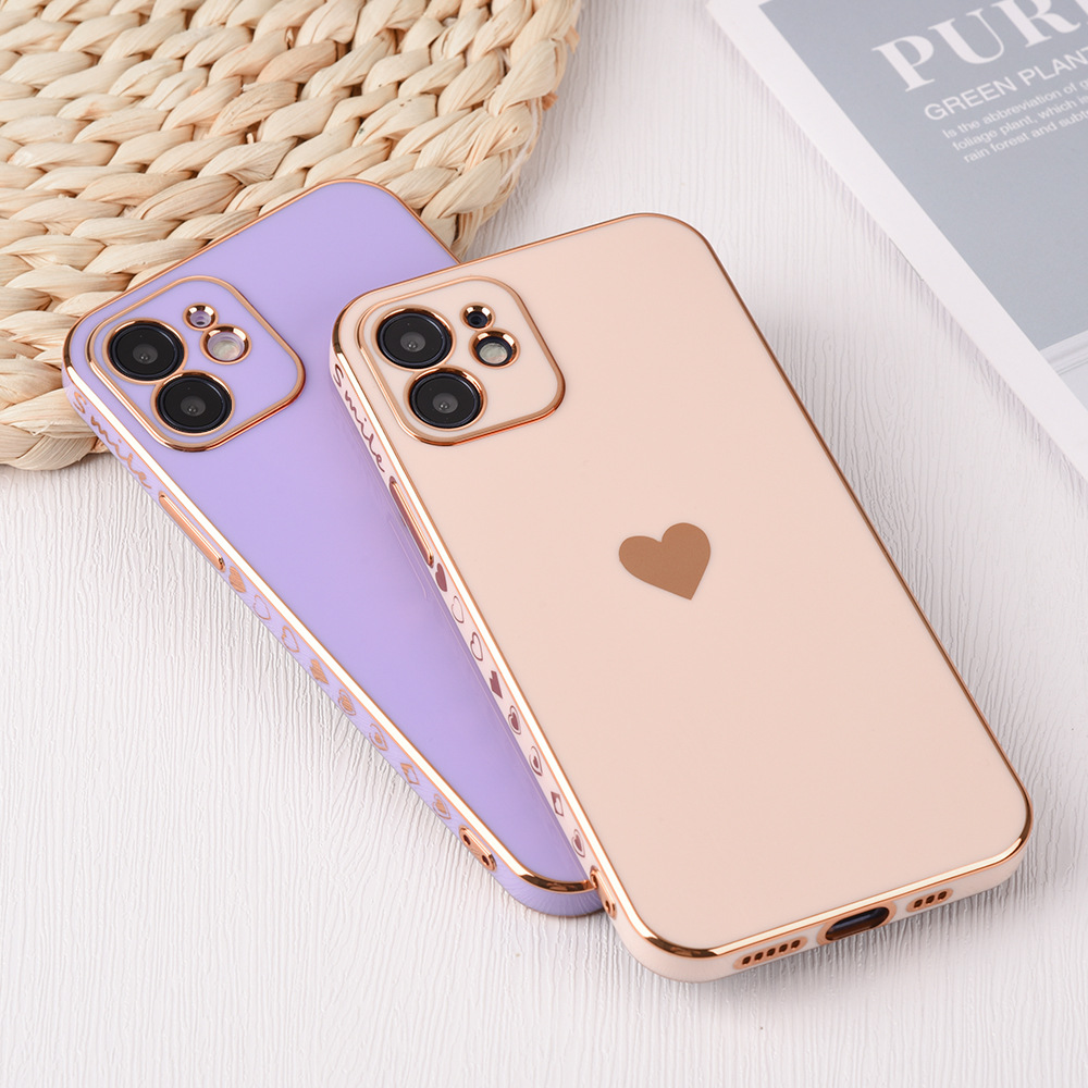 Mobile Phone Case Electroplating Tpu Anti-fall Love 1.5 Thick Protective Cover