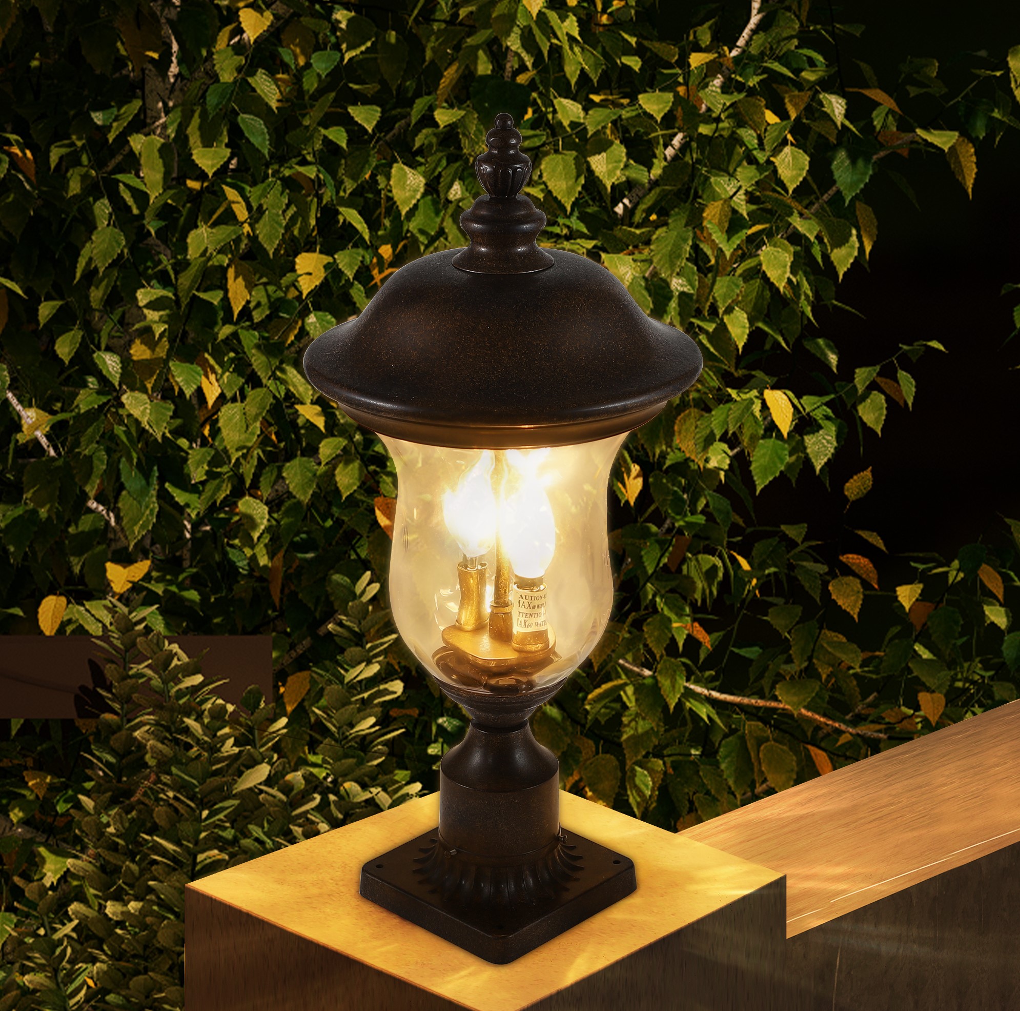 21  H Vintage Outdoor Lamp Post Light, Waterproof Garden Patio Lantern With Clear Glass Shade, Classic Bronze Finish, Ideal For Yard, Porch, Walkway, And Driveway Lighting One Piece & No Bulb