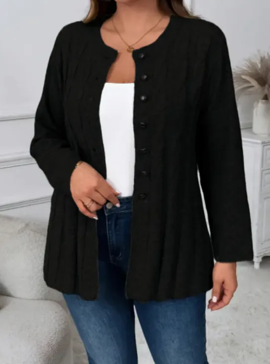 Women's Solid Color Simple Casual Long Sleeve Cardigan Black - Shop at LoveMi