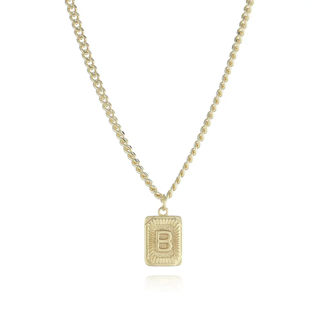 Alphabet Necklace Real Gold Plated Alphabet Pendant