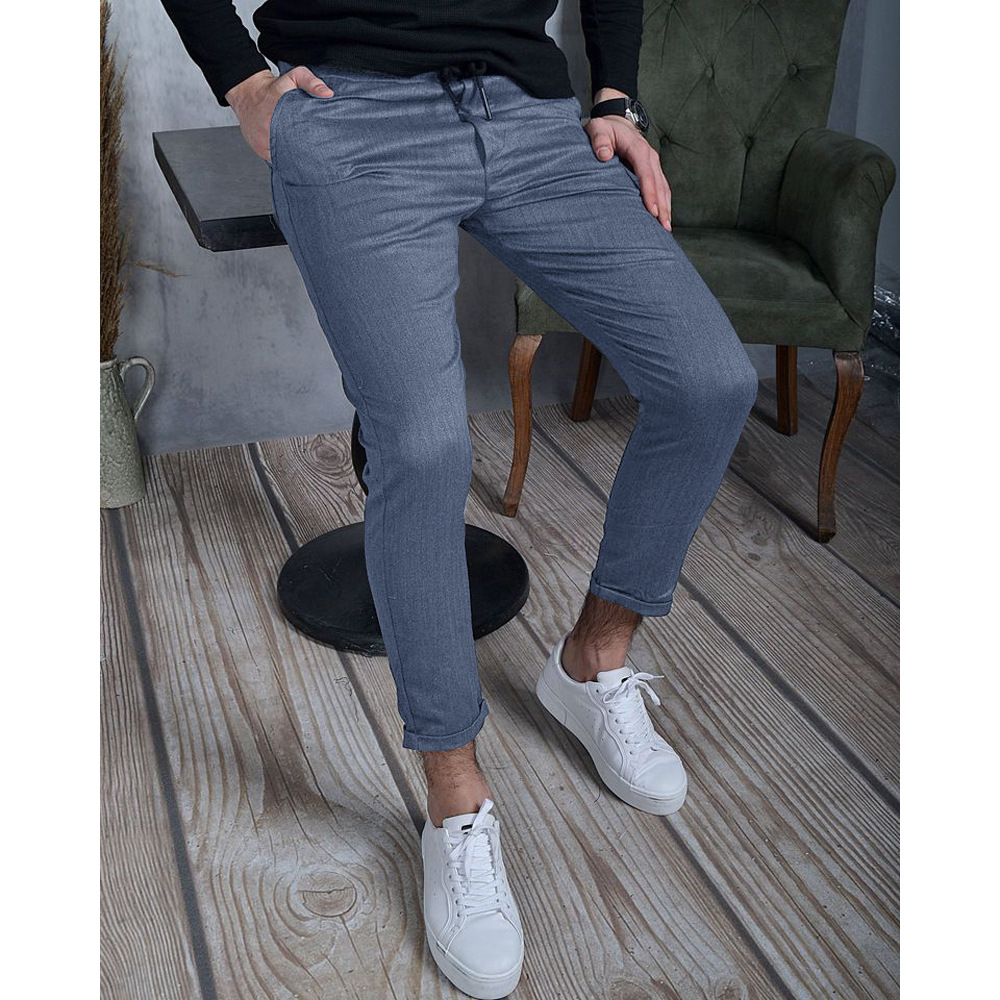 Title 1, Heren casual broek effen kleur textuurstof herf...