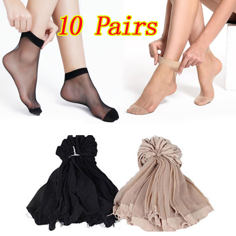 10 Pairs Ladies Ankle High Tights Socks Comfort Top Silky Smooth