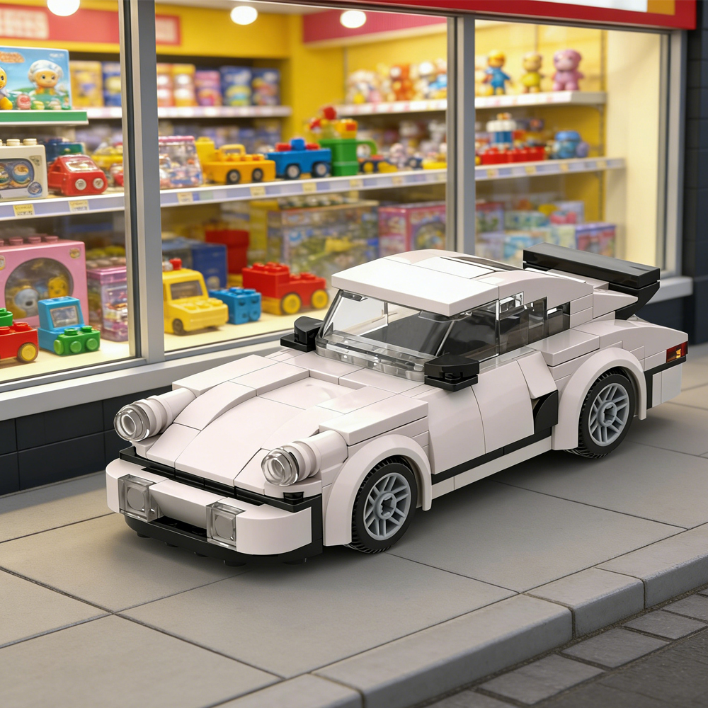 196PCS White Sports Car MOC Building Blocks For Porsche 911 5