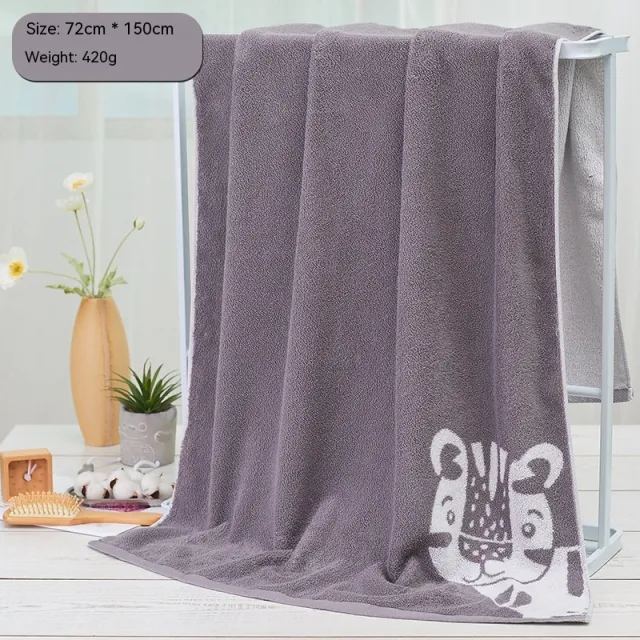 Cartoon Cute Home Cotton Travel Thickened Water absorbing Quick drying Soft Bath Towel Gray - Shop at LoveMi