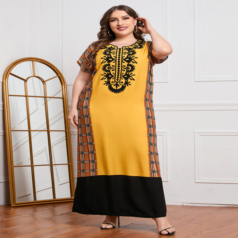 Loose And Comfortable Rayon Contrast Embroidered Dress