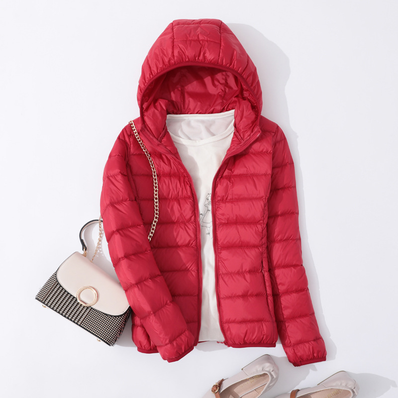 Slim Slimming Portable Short And Thin Down Jacket Women Wine - Shop at LoveMi
