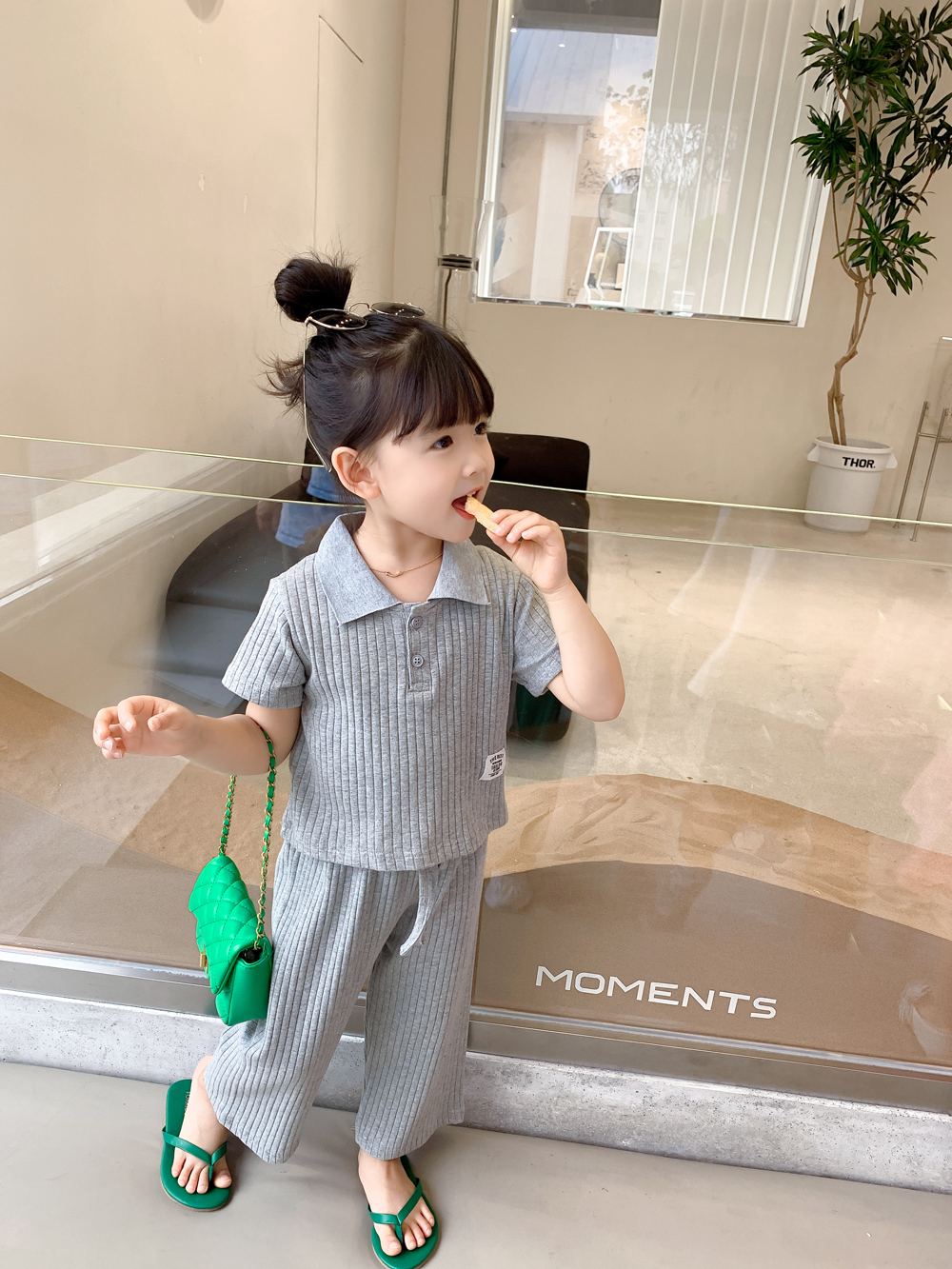 Girls Outfit Threaded Cotton T-Shirt