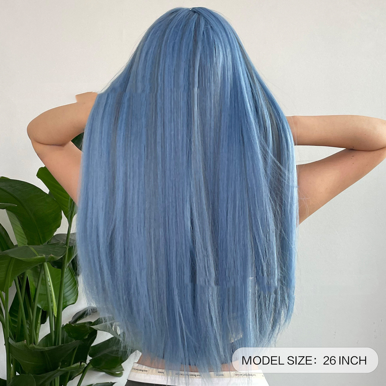 Title 5, Blue Natural Bangs Long Straight Hair Chemical ...