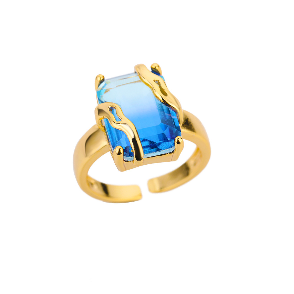 Title 6, Niche Retro Blue Big Zircon Trendy Personality ...