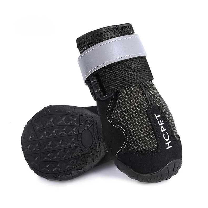 Pet Dog Night Reflective Kick-resistant Mountaineering Waterproof Shoes - Black H Label