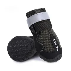 Pet Dog Night Reflective Kick-resistant Mountaineering Waterproof Shoes - Black H Label - View 1
