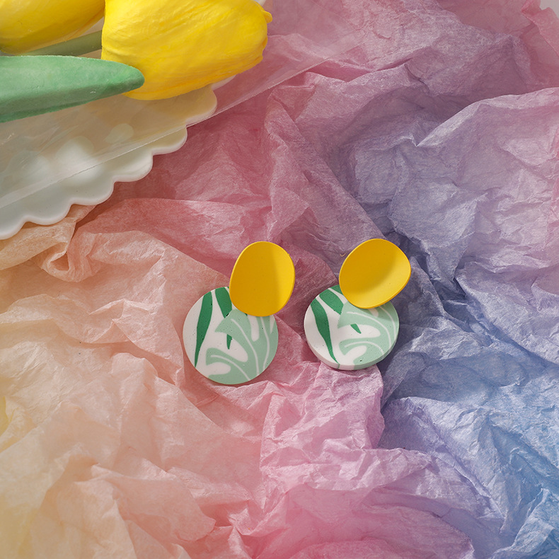 Individual Abstract Hand-made Earrings Geometric Circle