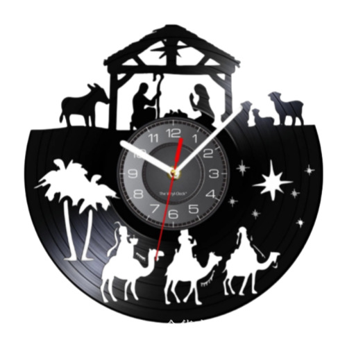 Christmas Acrylic Mirror Stickers Gramophone Record Creative Wall Clock