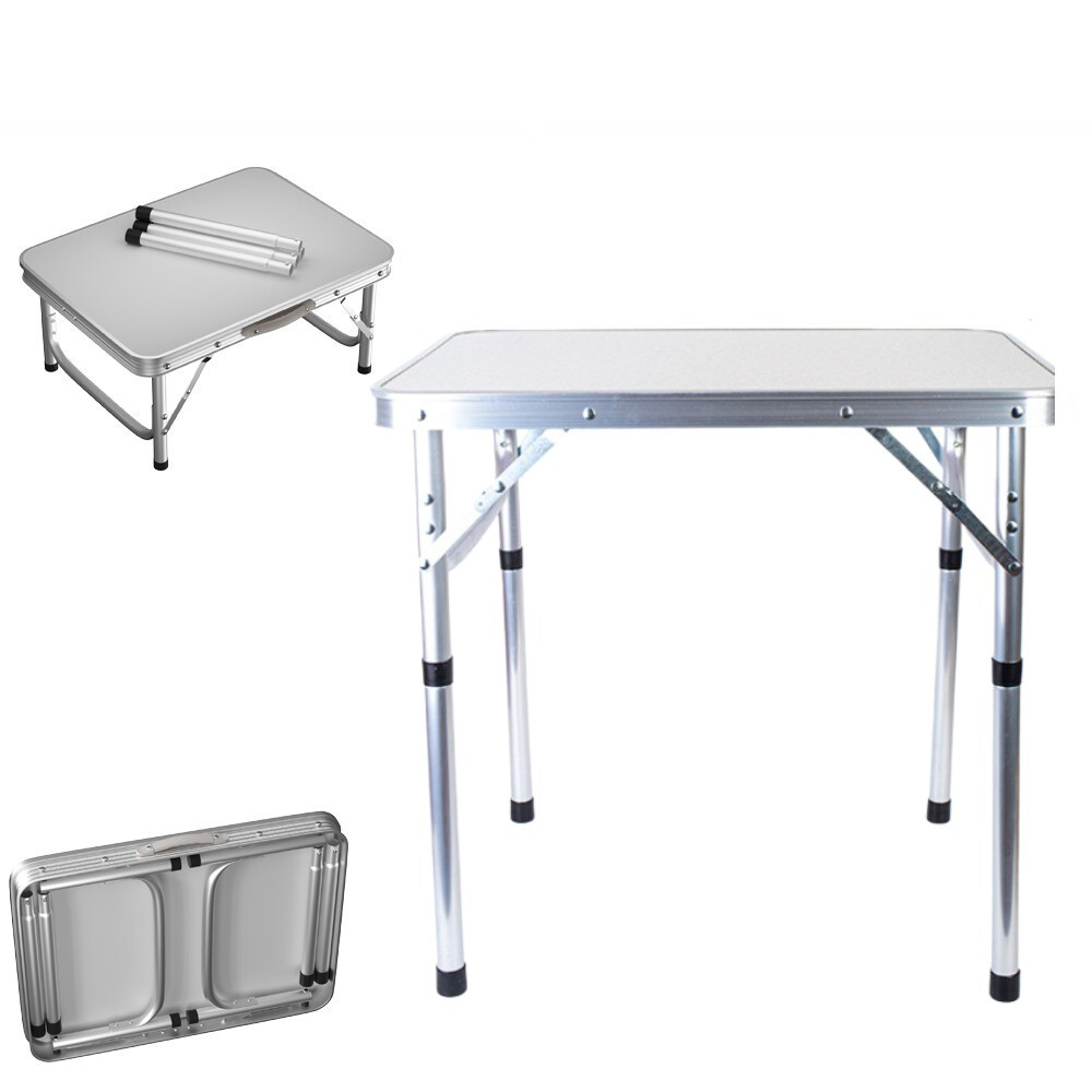 FOLDING CAMPING TABLE ALUMINIUM PICNIC ADJUSTABLE PARTY BBQ