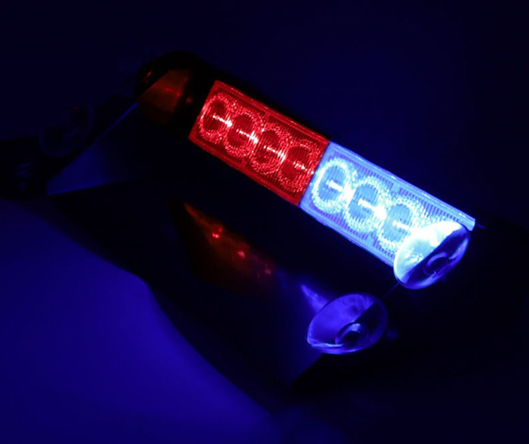 Front Windshield Shovel Light 8LED Red And Blue Flashing Light