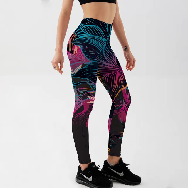 Floral And Petal Print Women's Leggings Sexy Fitness Pants Floral - Shop at LoveMi