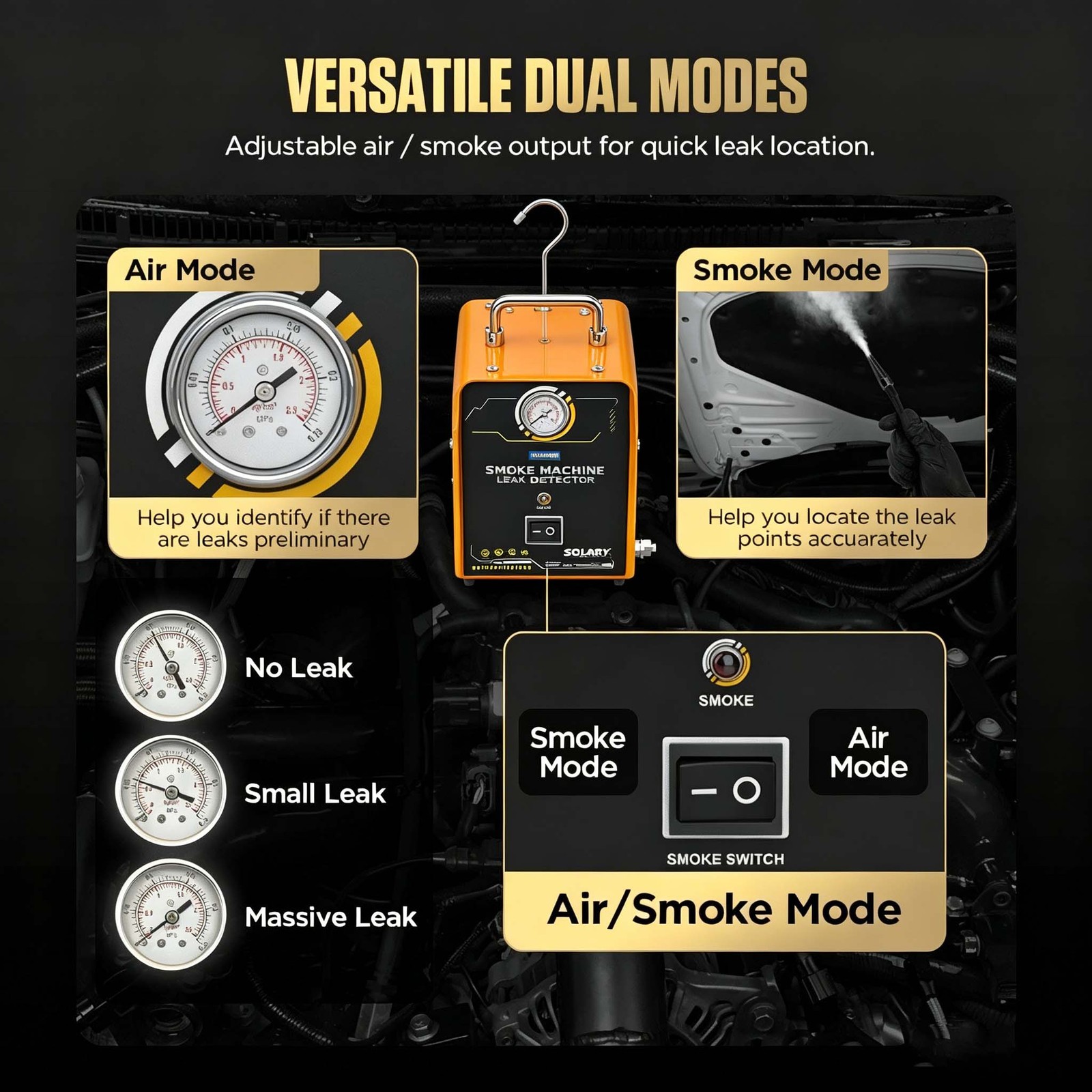 Auto Car EVAP Smoke Machine Leak Detector Pipe Diagnostic Tester 23 PSI — image 5