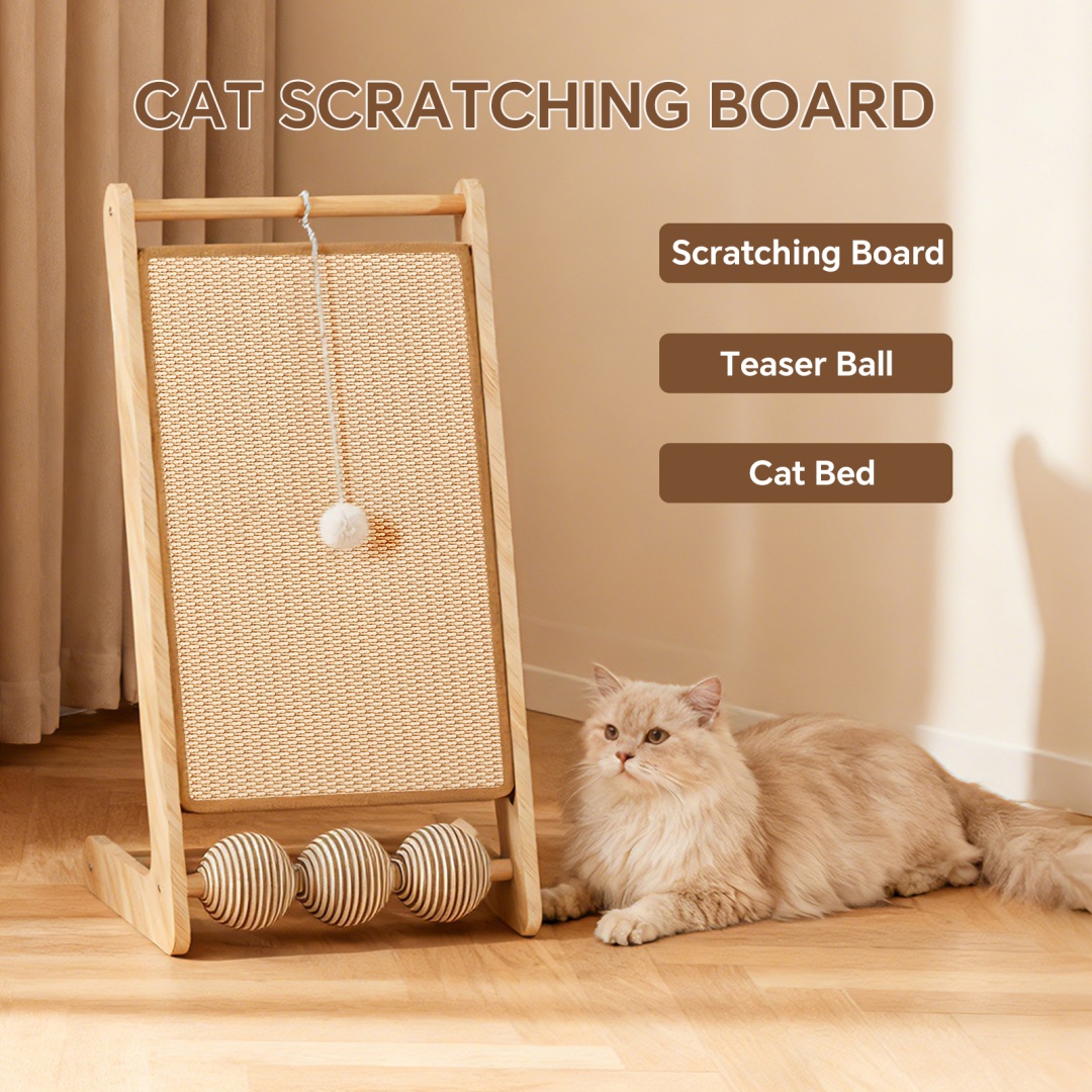 Only Self Pickup---L Rattan Cat Scratching Post With Ball Attachment thumbnail 7