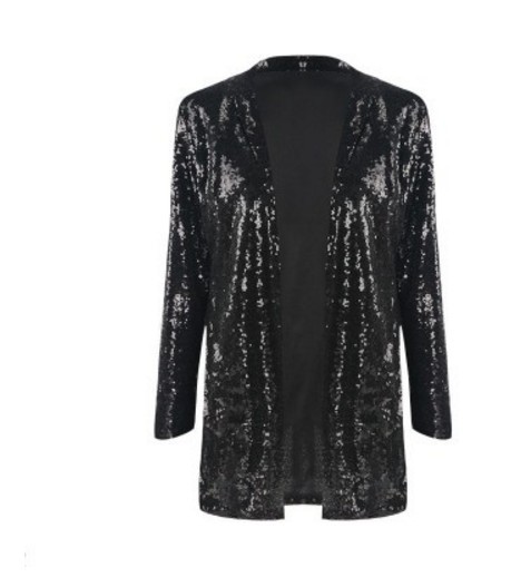 Cardigan Commuter Silver Sequins Loose Small Blazer