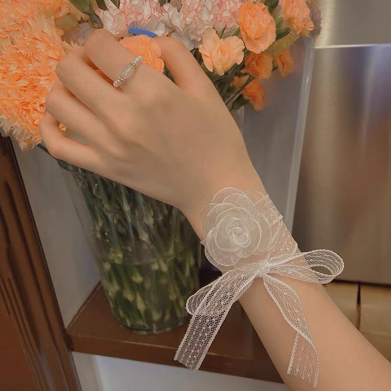 Korean Style White Lace Three-dimensional Camellia Flower Hair Band Temperament Necklace Bracelet Retro