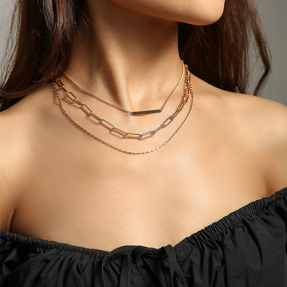 Cool Breeze Niche Design Lattice Chain Multi-layer Fashion New Style Necklace Woman