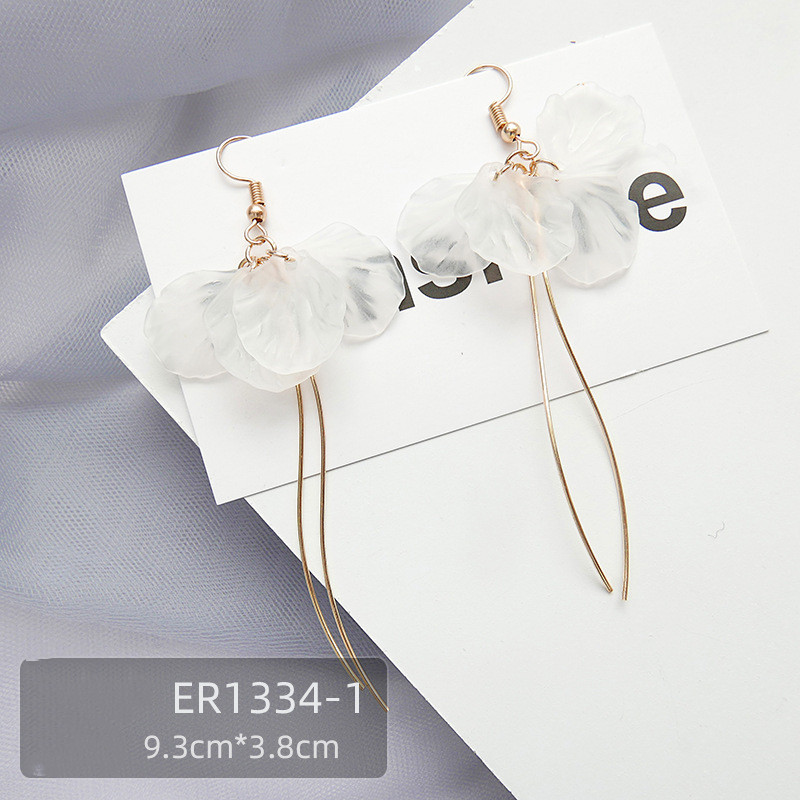 Korean Simple Immortal Petal Earrings Female Fashion Tassel