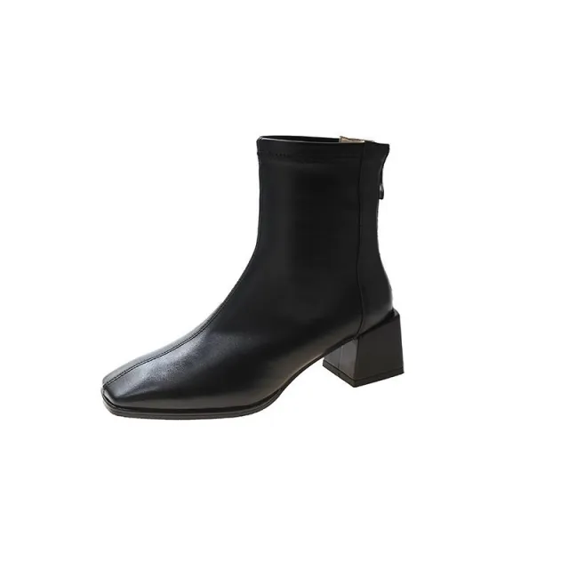Autumn And Winter New Plush Martin Boots Korean Square Boots Black - Shop at LoveMi
