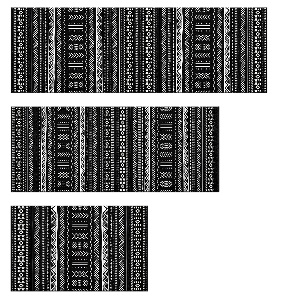 Kitchen Rugs Sets Of 3 Kitchen Mats 3 Piece Set Kitchen Runner Rugs Non Skid Washable Boho Kitchen Rug Set Carpets For Laundry Room 4