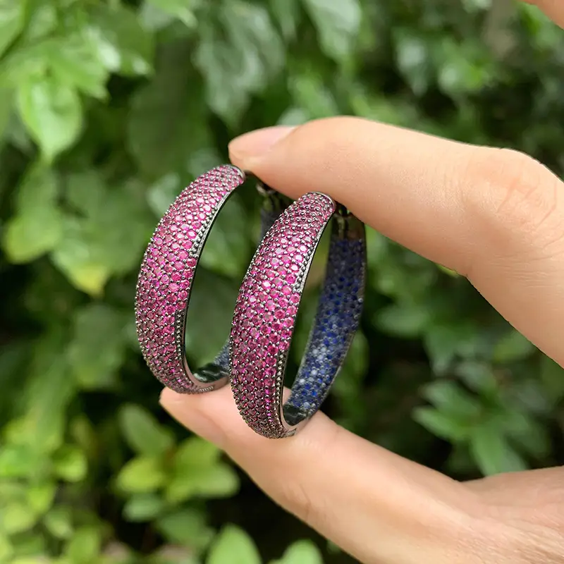 Popular Micro-inlaid Big Earrings Temperament And Two-tone Personality