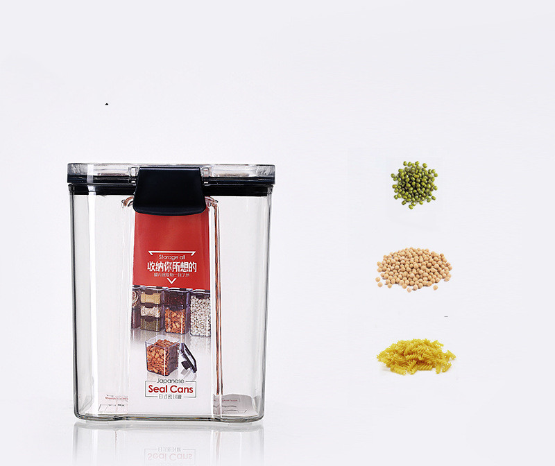 Title 6, Plastic Transparent Kitchen Square Sealed Jar H...