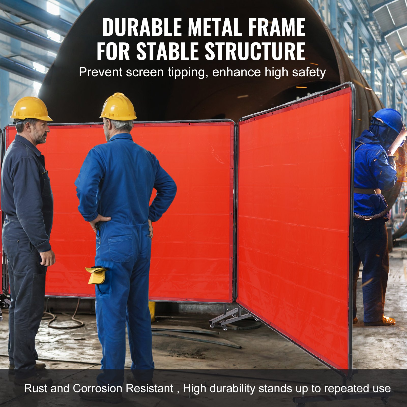 Welding Screen With Frame, 6X 8 3 Panel Welding Curtain Screens, Flame Resistant Vinyl... thumbnail 1