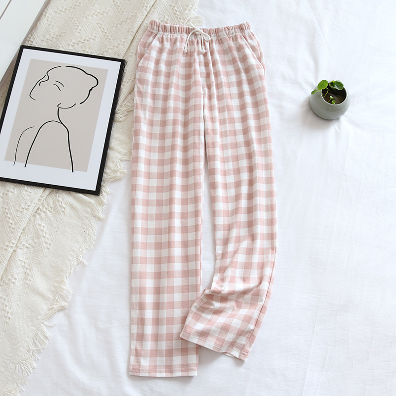 Women's Men's Knitted Plaid Pajama Pants Pink Lattice Lady - Shop at LoveMi