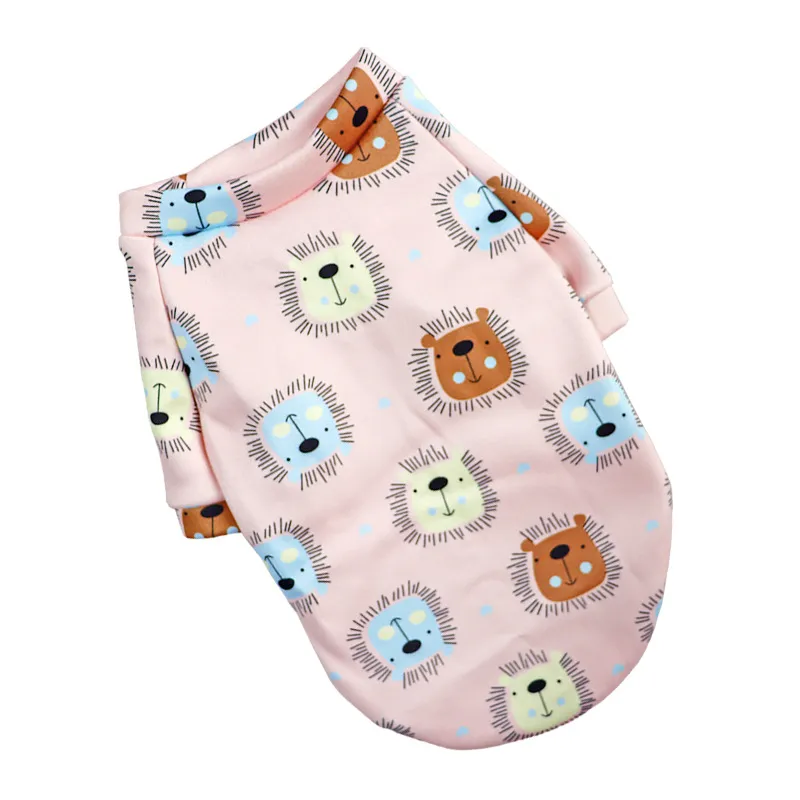 Pet Supplies Dog Fashion Thin Fleece Floral Sweater - Pink Lion Head