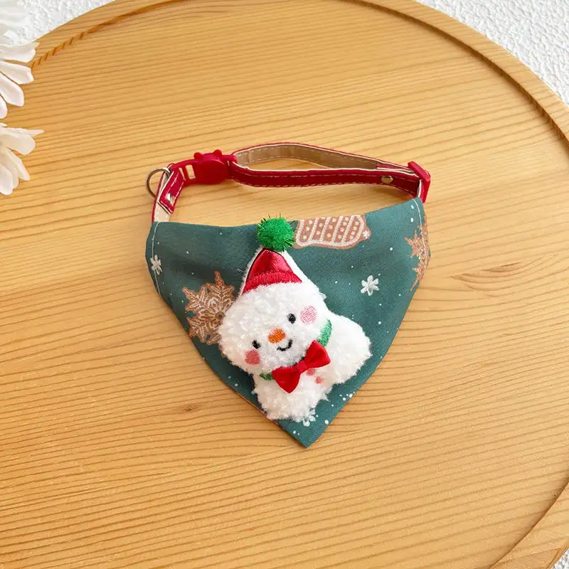 Christmas Pet Large Handkerchief Scarf, Red Santa Claus And Christmas Tree Pattern, One Size Suitable For All 9.06-15.75 Inches.Adjustable Festival Collars For