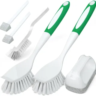 Holikme Multi-Purpose Dish Brush Set - Green Scrubbing Tools For Pots, Pans & Groove Gaps