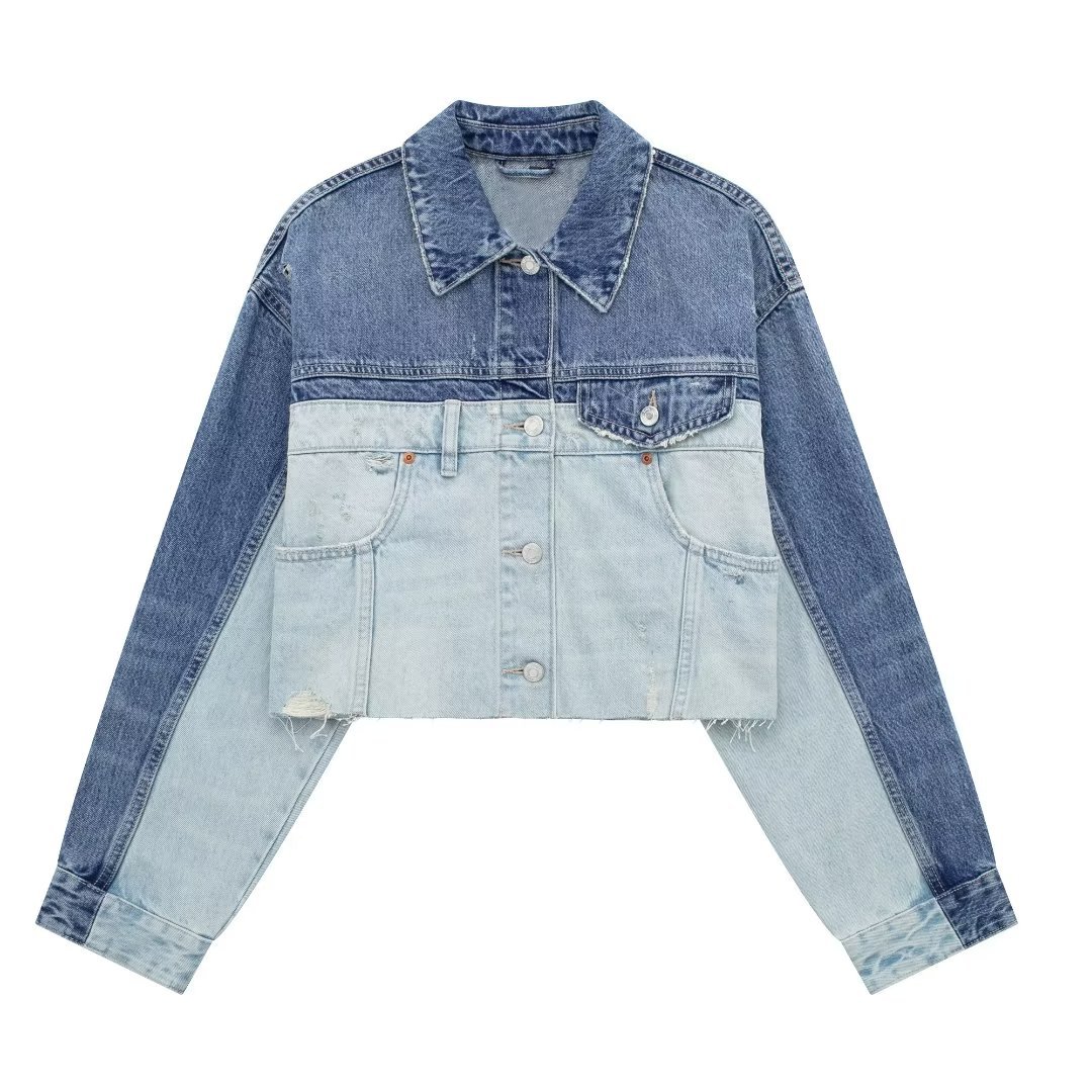 Title 8, Giacca in denim patchwork a maniche lunghe con ...