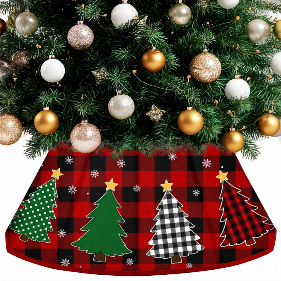Buffalo Plaid Velvet Christmas Tree Collar, 15 25.6 Base Cover
