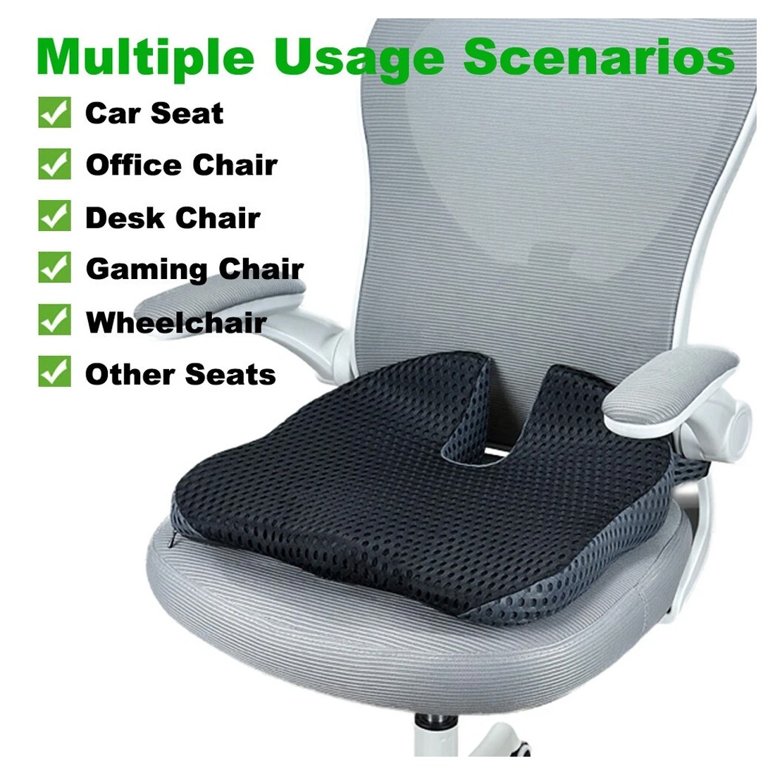 Universal Memory Foam Car Seat Cushion Driving Wedge Pad Booster Driver Pillow — image 5