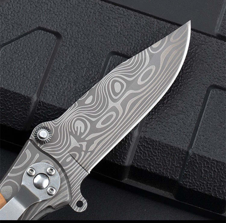 Title 5, Stainless Steel Folding Knife Camping Outdoor R...