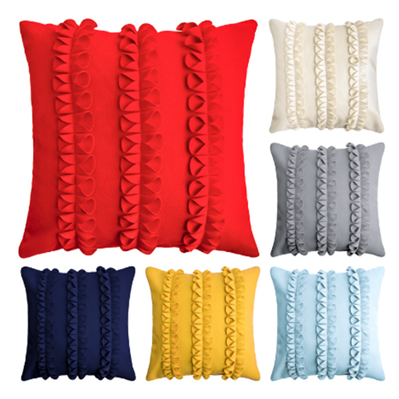 Pure color handmade flower pillowcase