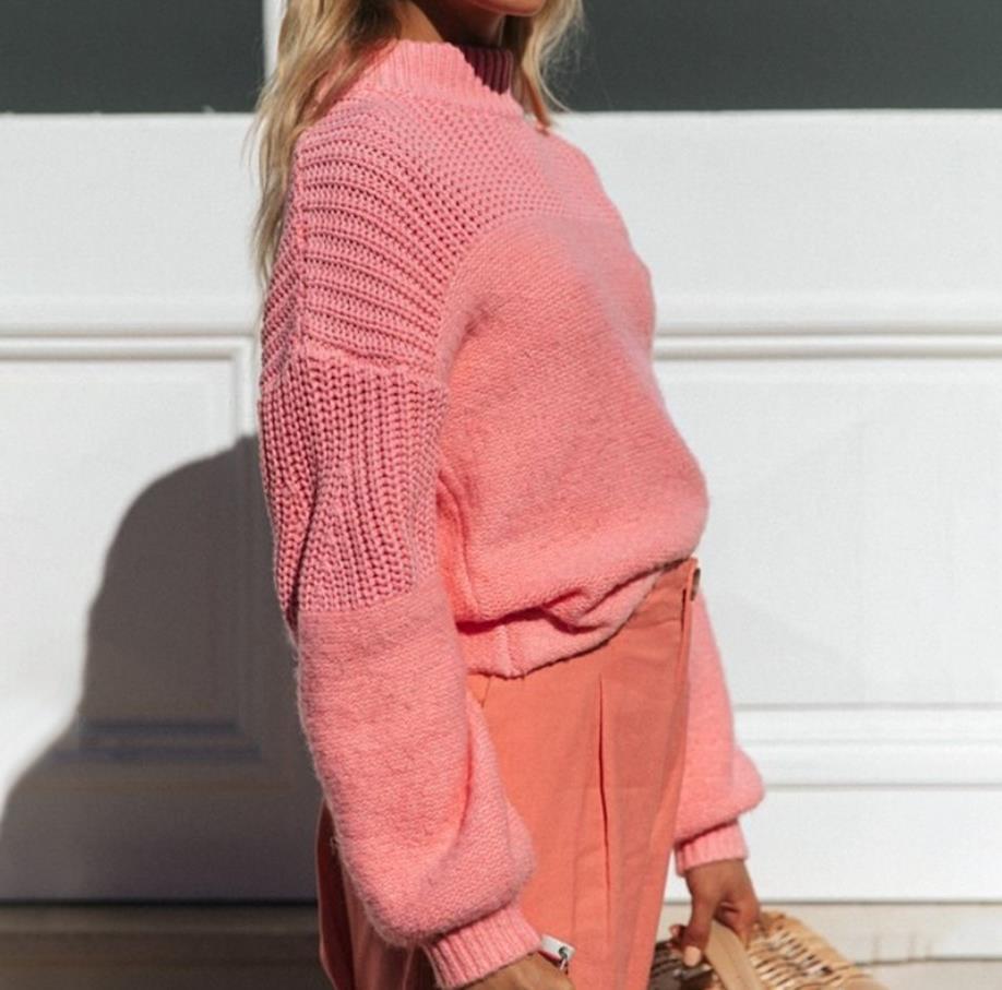 Solid color crew neck casual top T-shirt