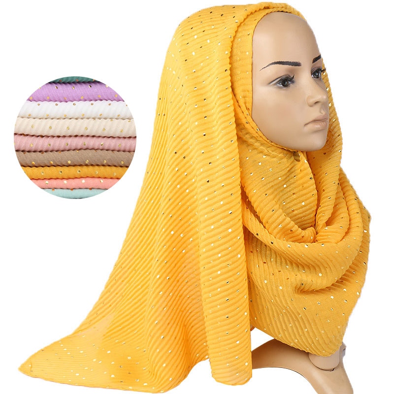 Sprinkle gold folds bronzing cotton and linen scarf