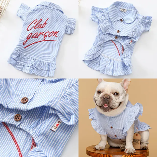 Pet clothes fashion striped embroidery Stripe - Shop at LoveMi